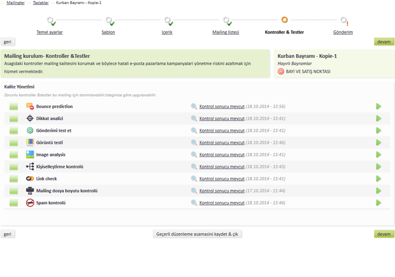 Gönderim Kontrolleri